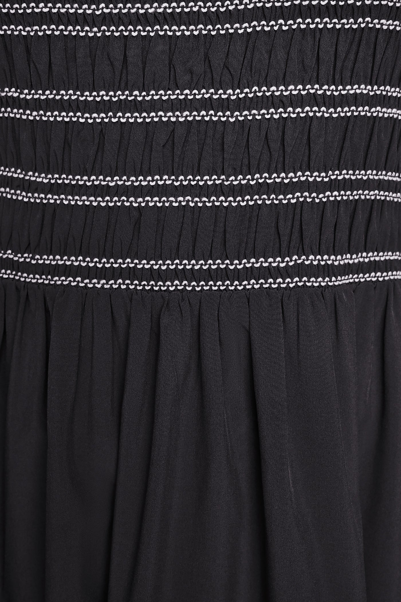 SLEEVELESS SMOCKED MIDI A-LINE DRESS