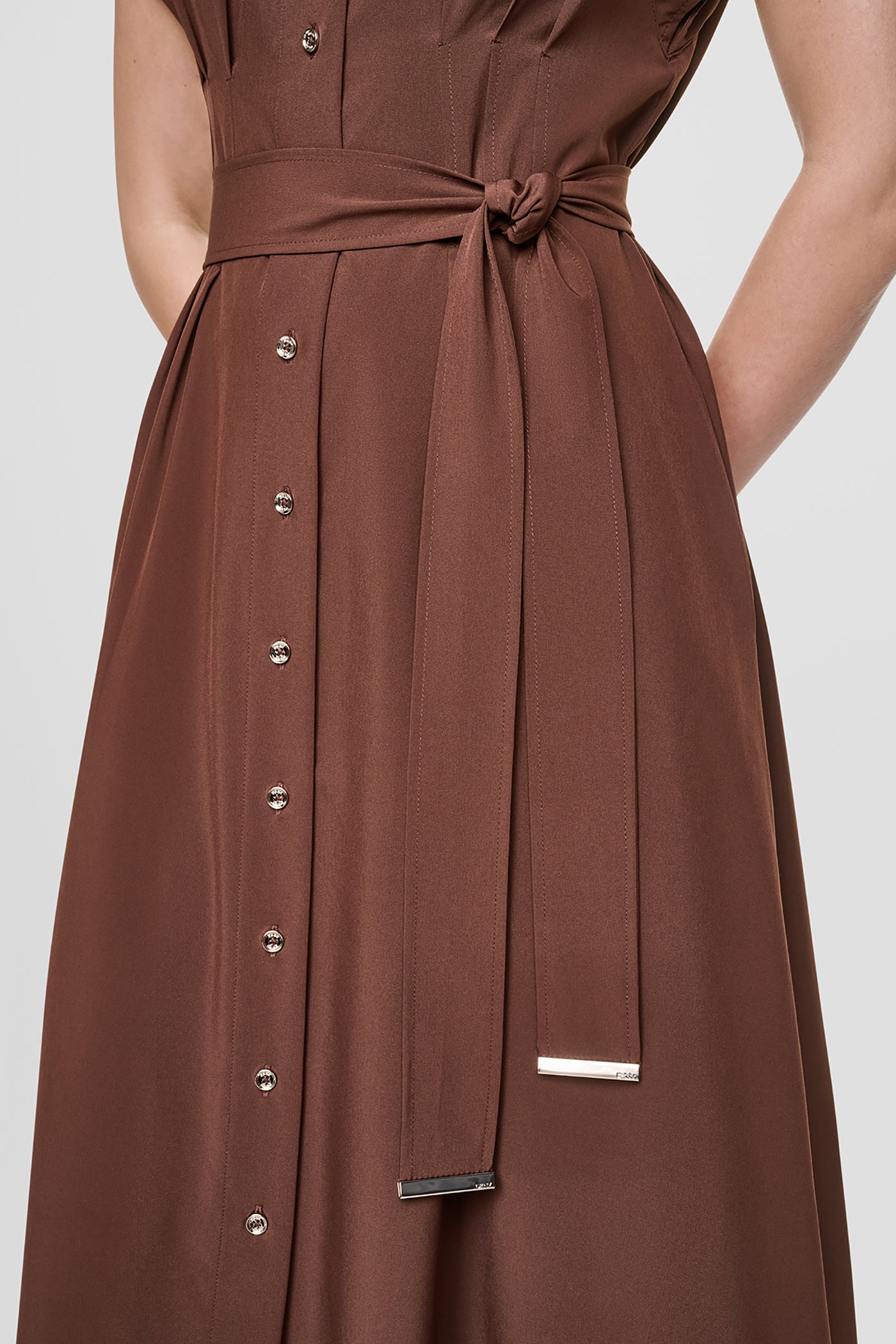 CAP SLEEVE MIDI SHIRT DRESS