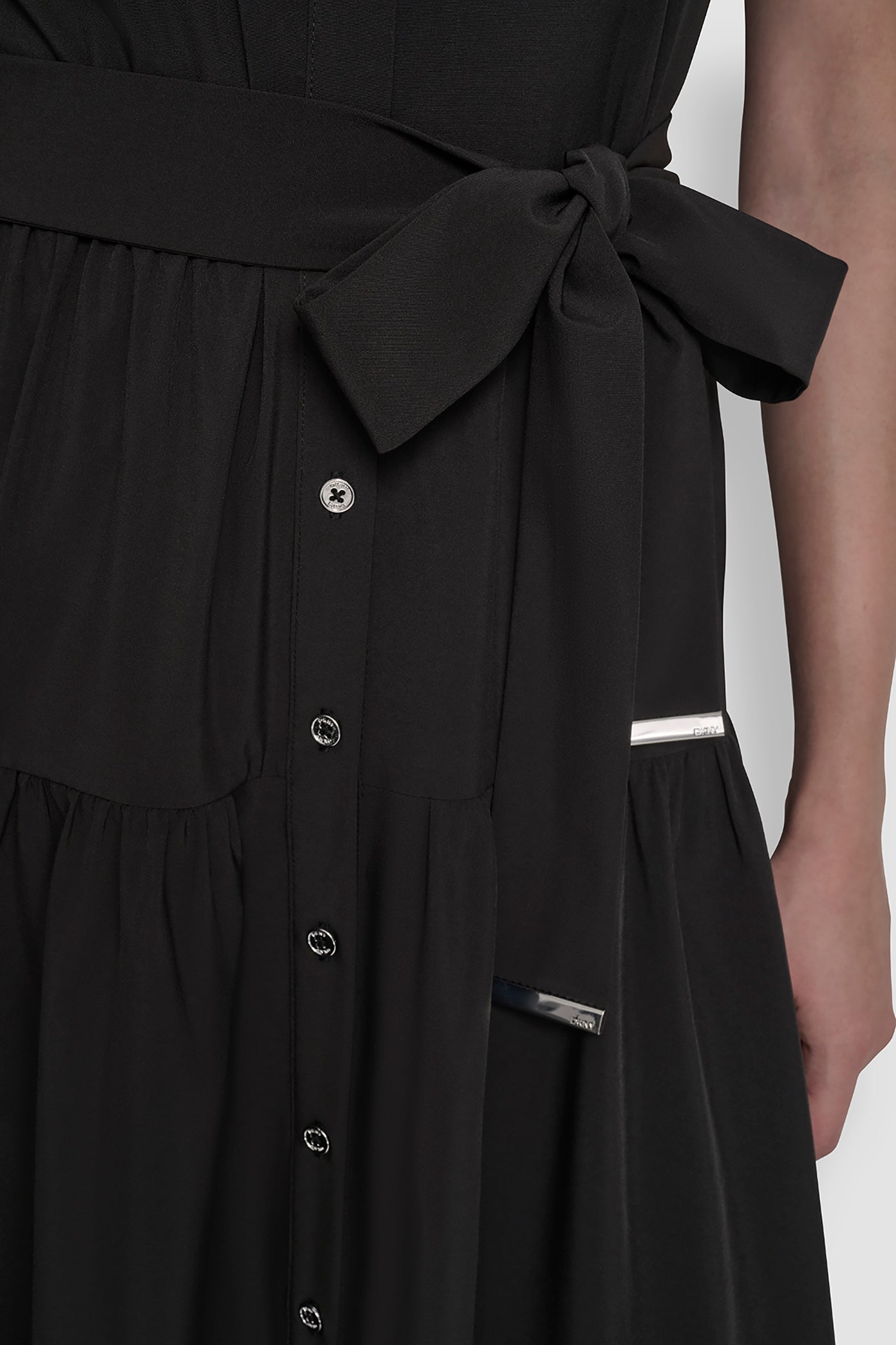 CAP-SLEEVE FIT & FLARE MIDI SHIRT DRESS