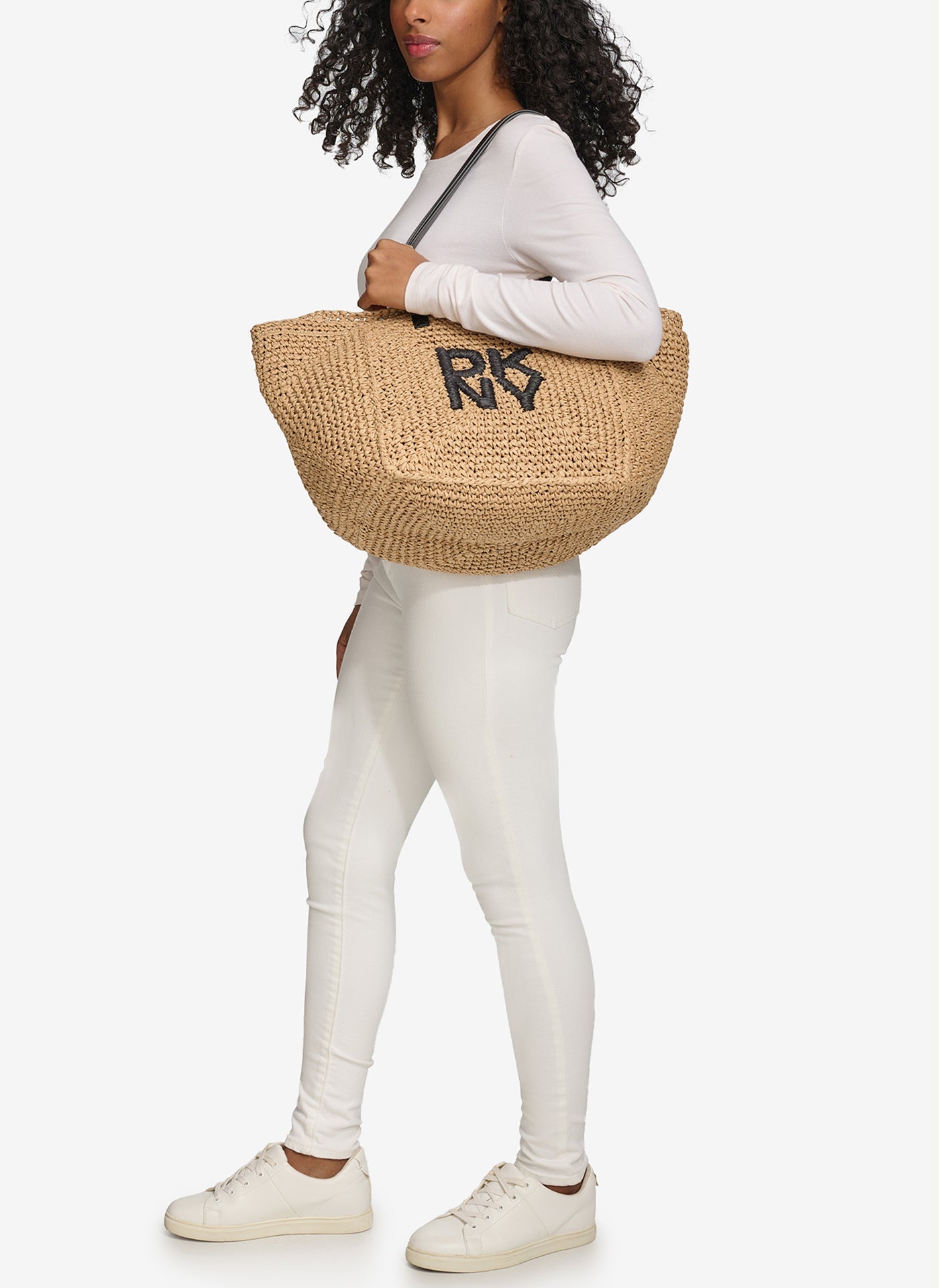 PALOMA CROCHET STRAW LOGO TOTE