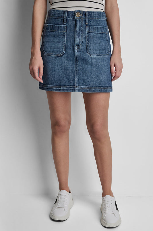 HIGH RISE PATCH POCKET MINI SKIRT 16 INCHES
