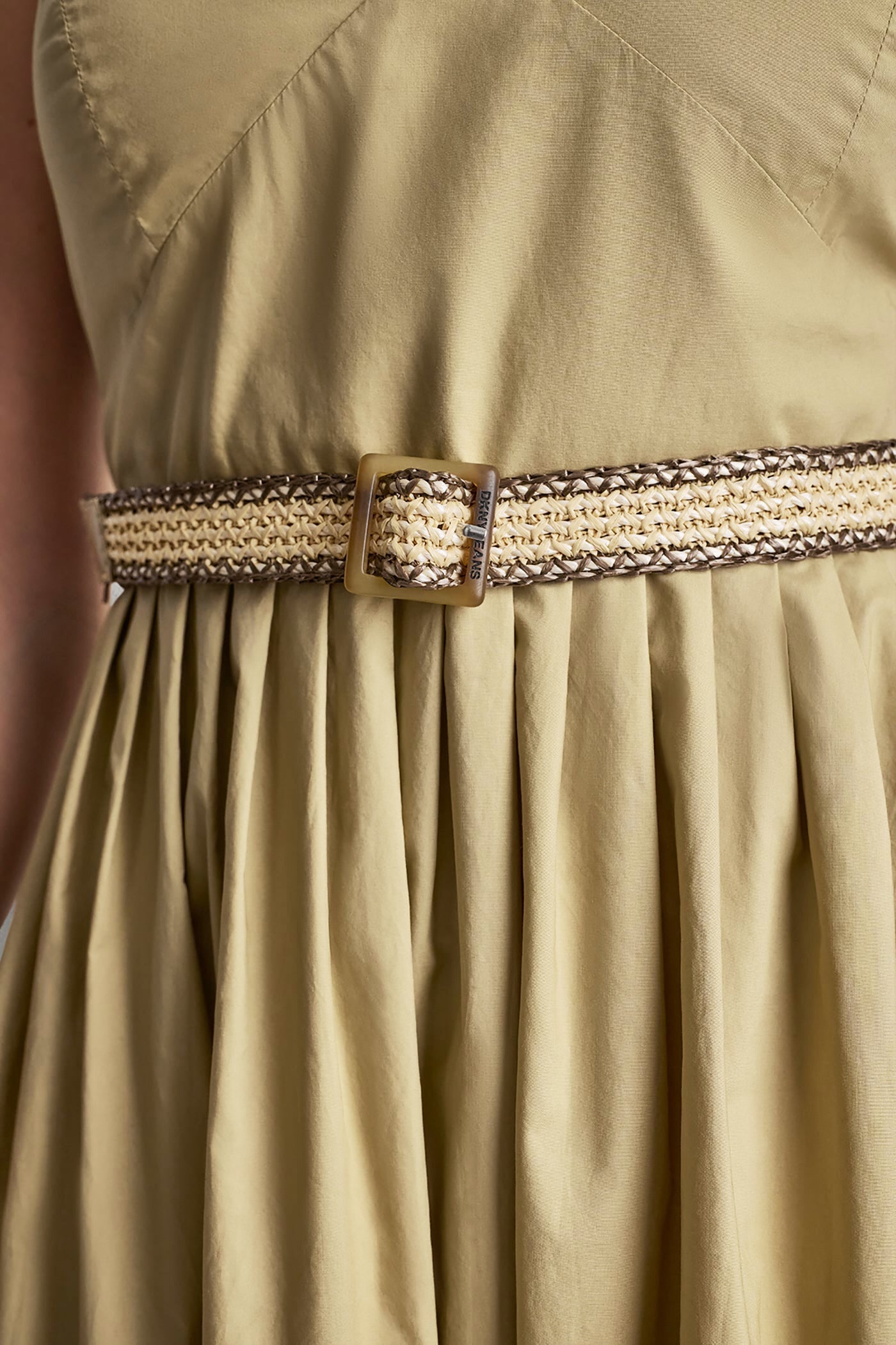 STRAPPY V-NECK MAXI DRESS WITH RAFFIA BELT