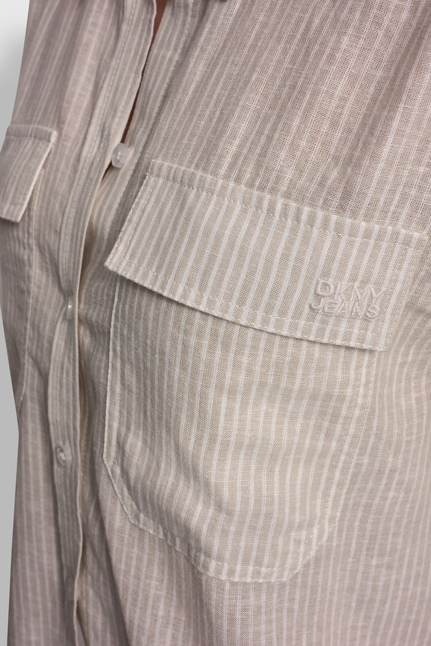 LINEN-BLEND BUTTON FRONT SHIRT