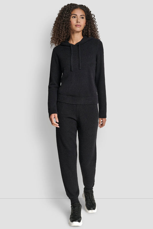 FEATHER YARN HOODIE WITH DRAWCORD AND TONAL LOGO