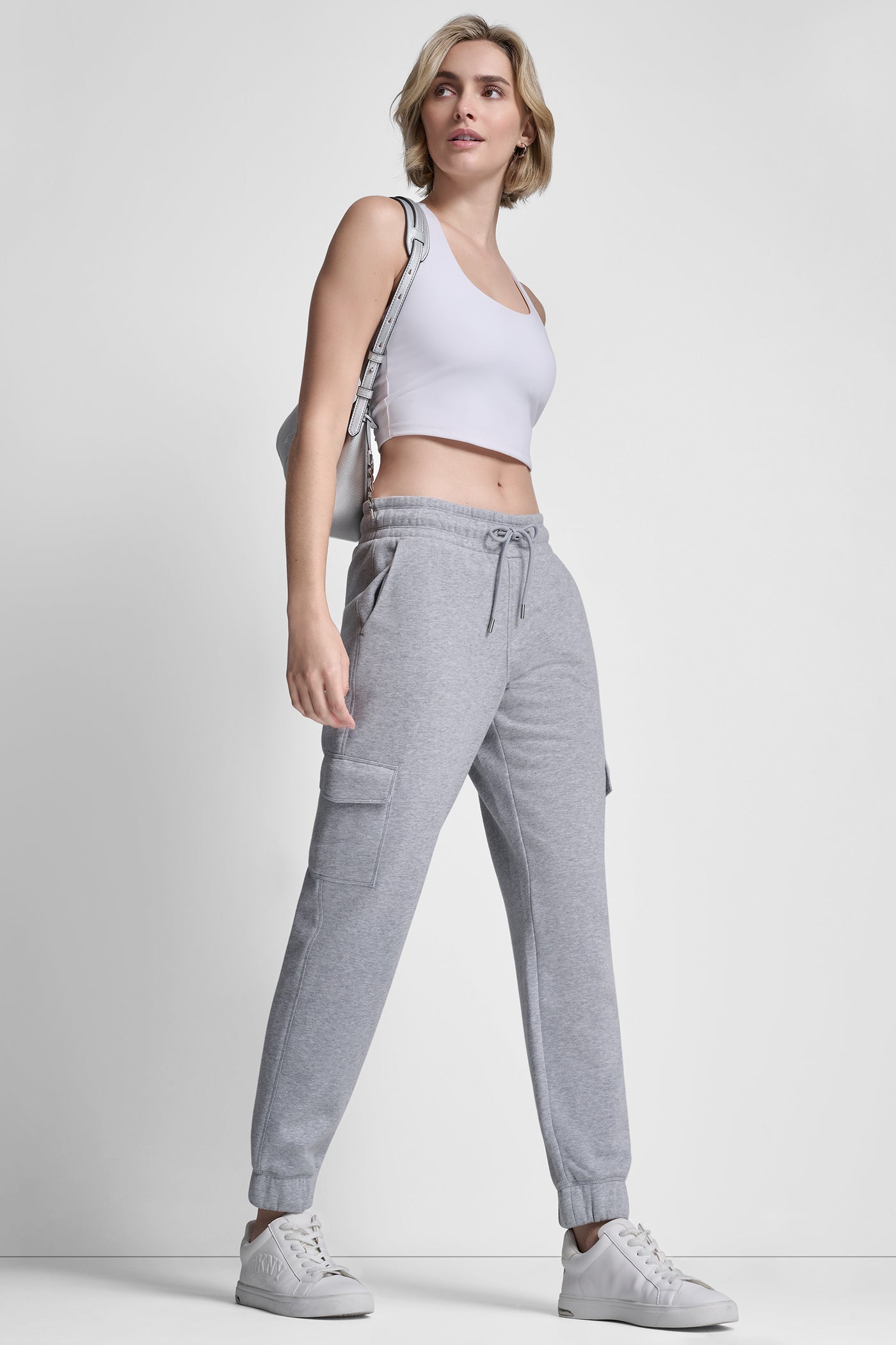 METALLIC BUBBLE LOGO SLIM FIT FLEECE CARGO JOGGER
