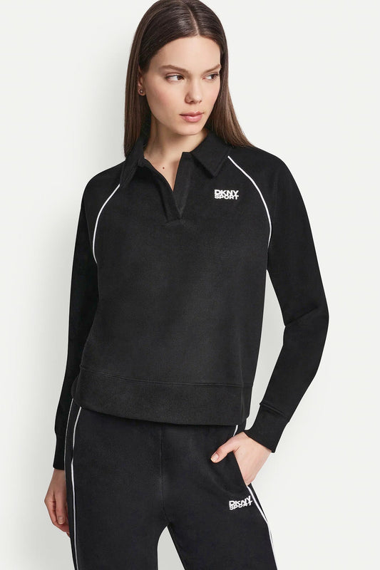 PIPED LOGO POLO SWEATSHIRT