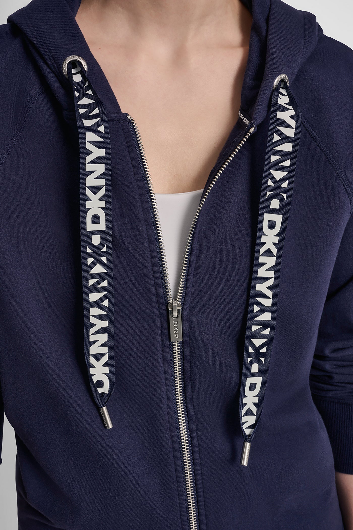 COTTON-FLEECE LOGO DRAWSTRING HOODIE