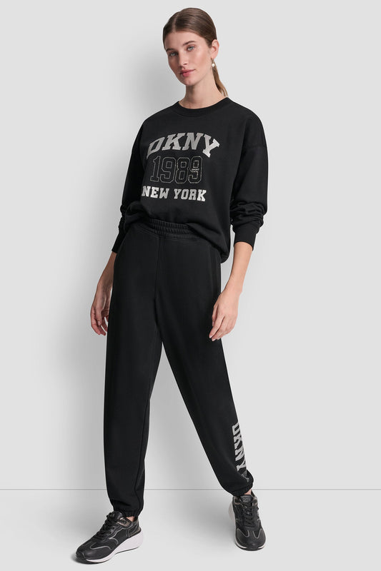 DKNY 1989 RHINESTUD LOGO JOGGER