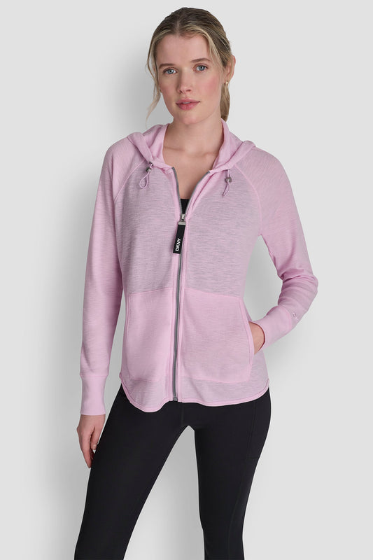 COTTON-BLEND SLUB WAFFLE-KNIT HOODIE
