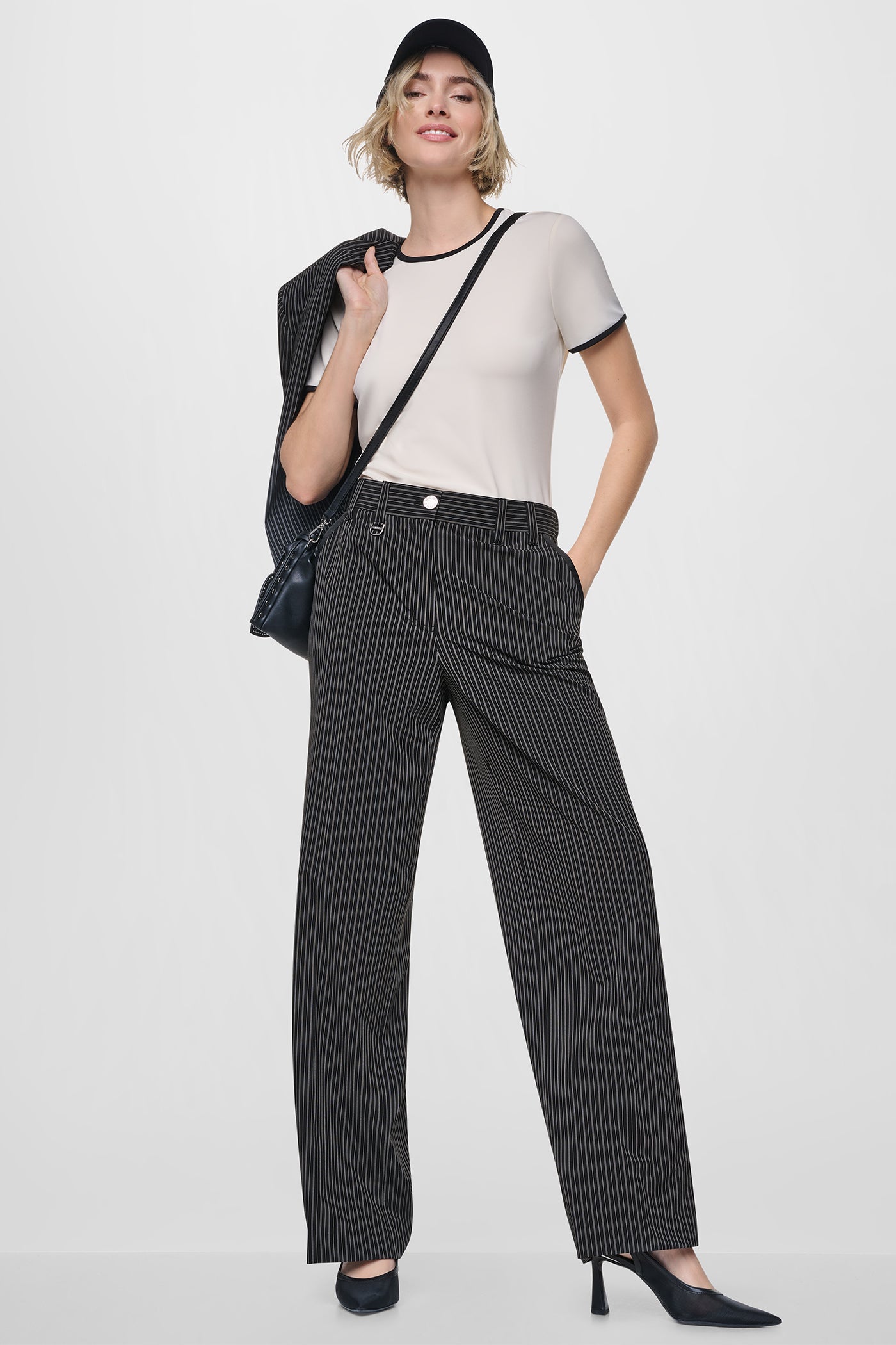 PINSTRIPE WIDE-LEG COMMUTER PANT