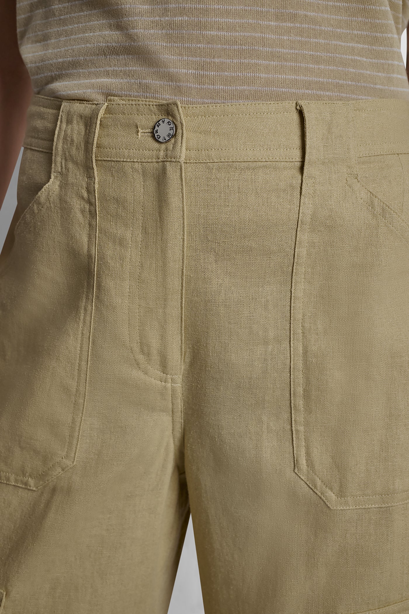 MID-RISE LINEN-BLEND STRAIGHT-LEG CARGO PANT