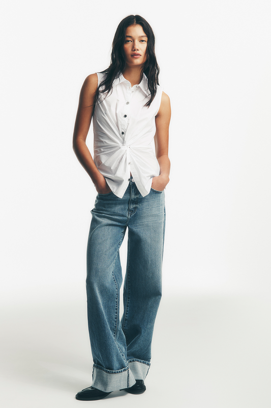 HIGH-RISE CUFFED WIDE LEG