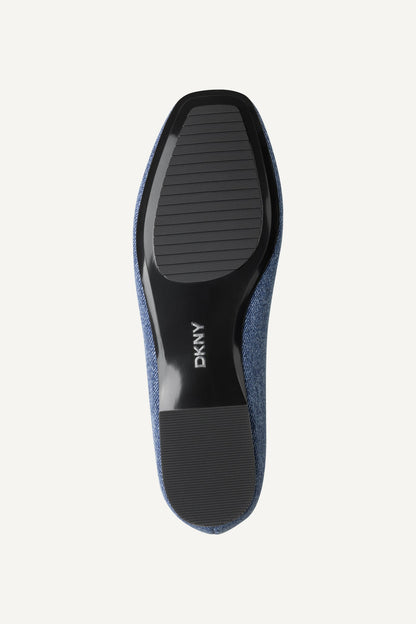 DARIANNE DENIM LOGO-EMBOSSED BALLET FLAT