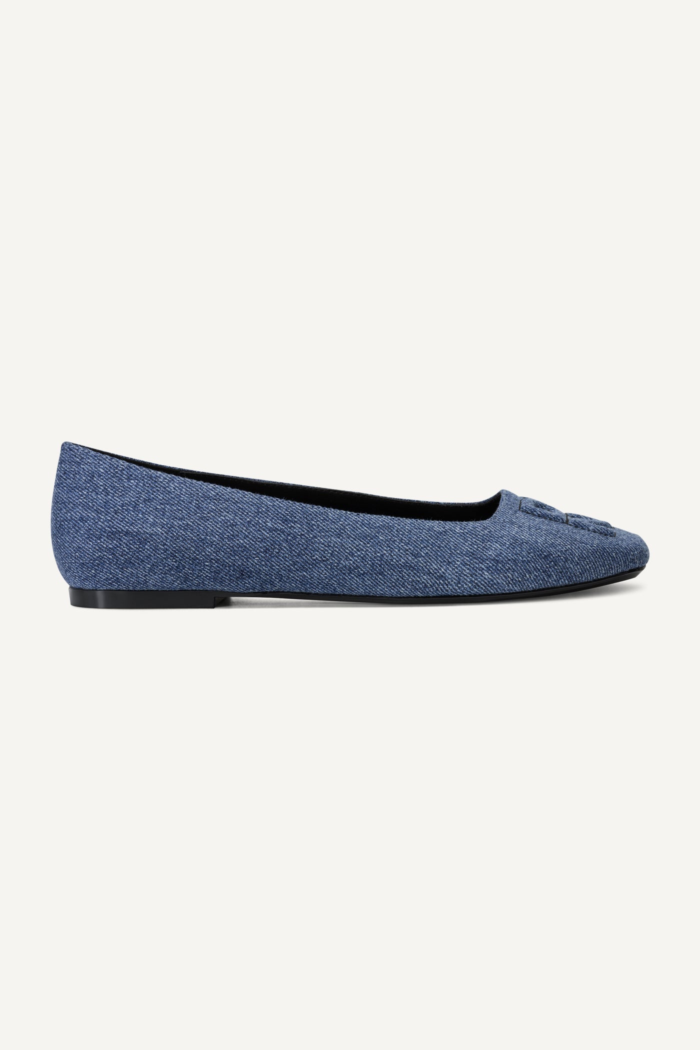 DARIANNE DENIM LOGO-EMBOSSED BALLET FLAT