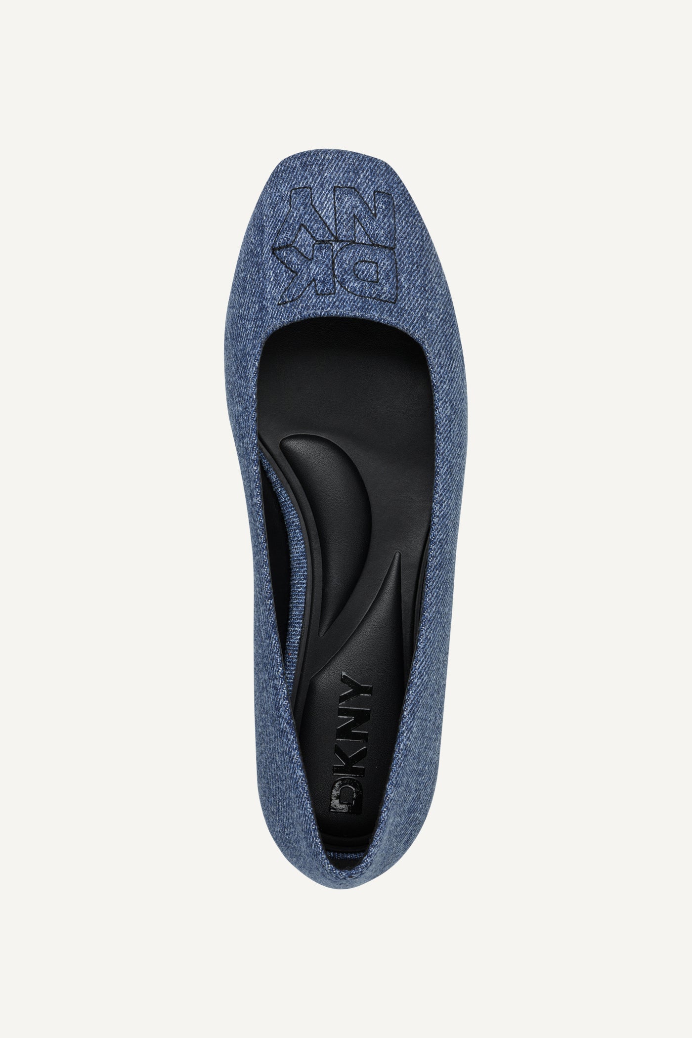 DARIANNE DENIM LOGO-EMBOSSED BALLET FLAT