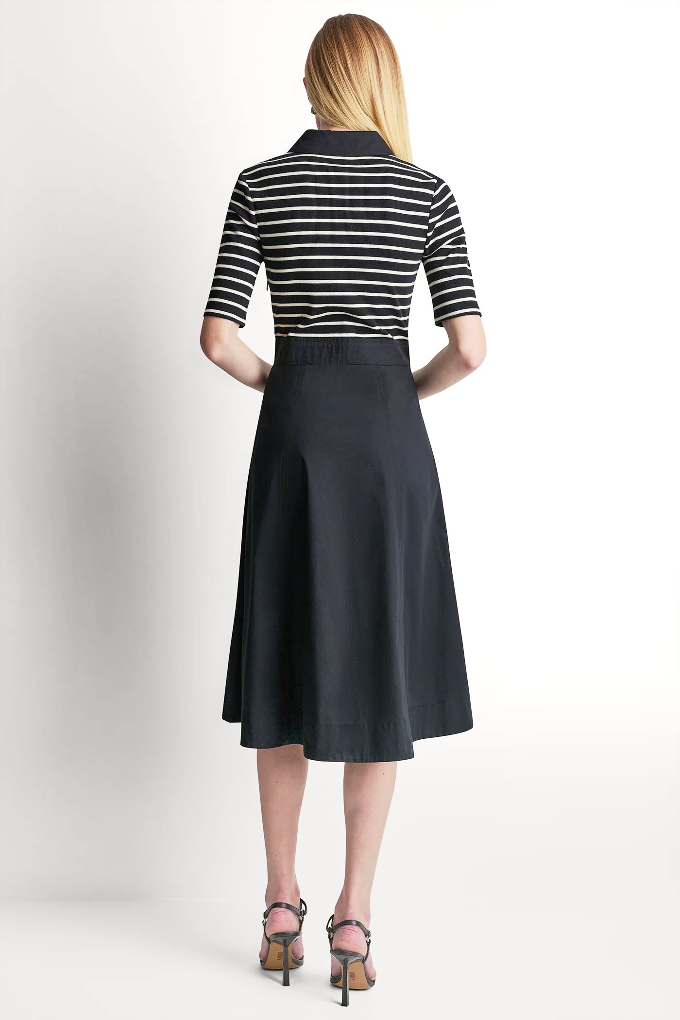 COTTON-BLEND FIT & FLARE MIDI SHIRT DRESS