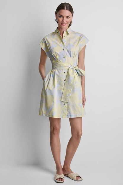 COTTON CAP SLEEVE MINI SHIRT DRESS