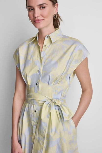 COTTON CAP SLEEVE MINI SHIRT DRESS