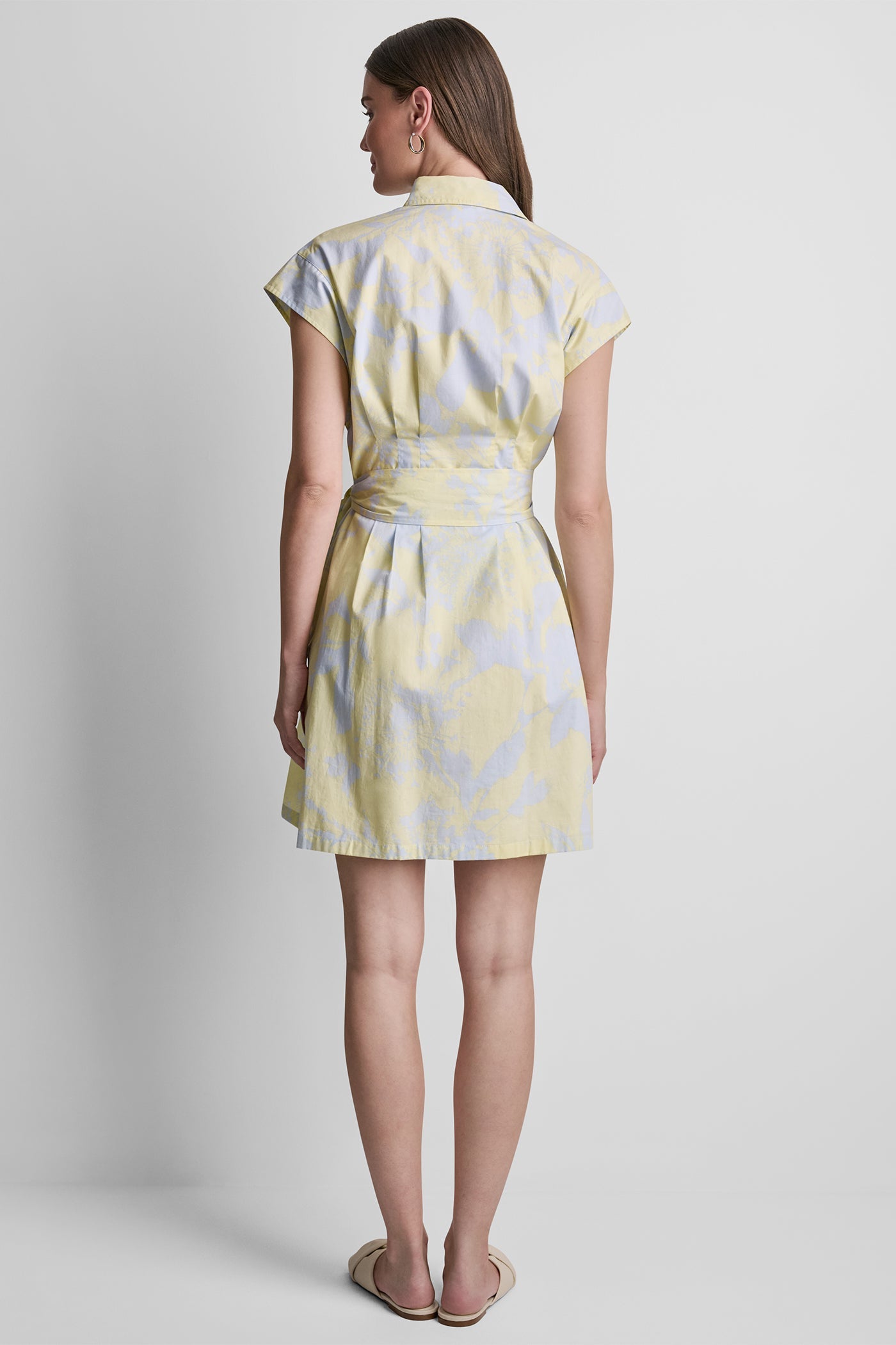 COTTON CAP SLEEVE MINI SHIRT DRESS