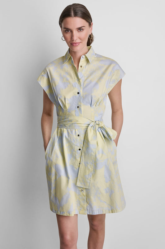 COTTON CAP SLEEVE MINI SHIRT DRESS