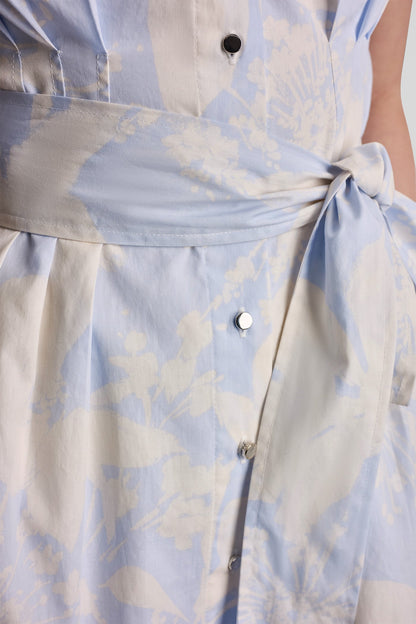 COTTON CAP SLEEVE MINI SHIRT DRESS