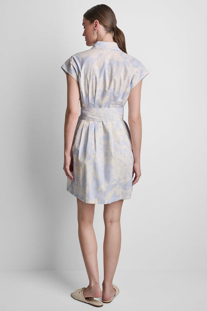 COTTON CAP SLEEVE MINI SHIRT DRESS