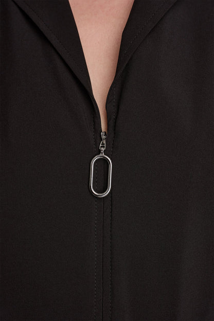 CAP SLEEVE ZIP-FRONT SHIRT DRESS
