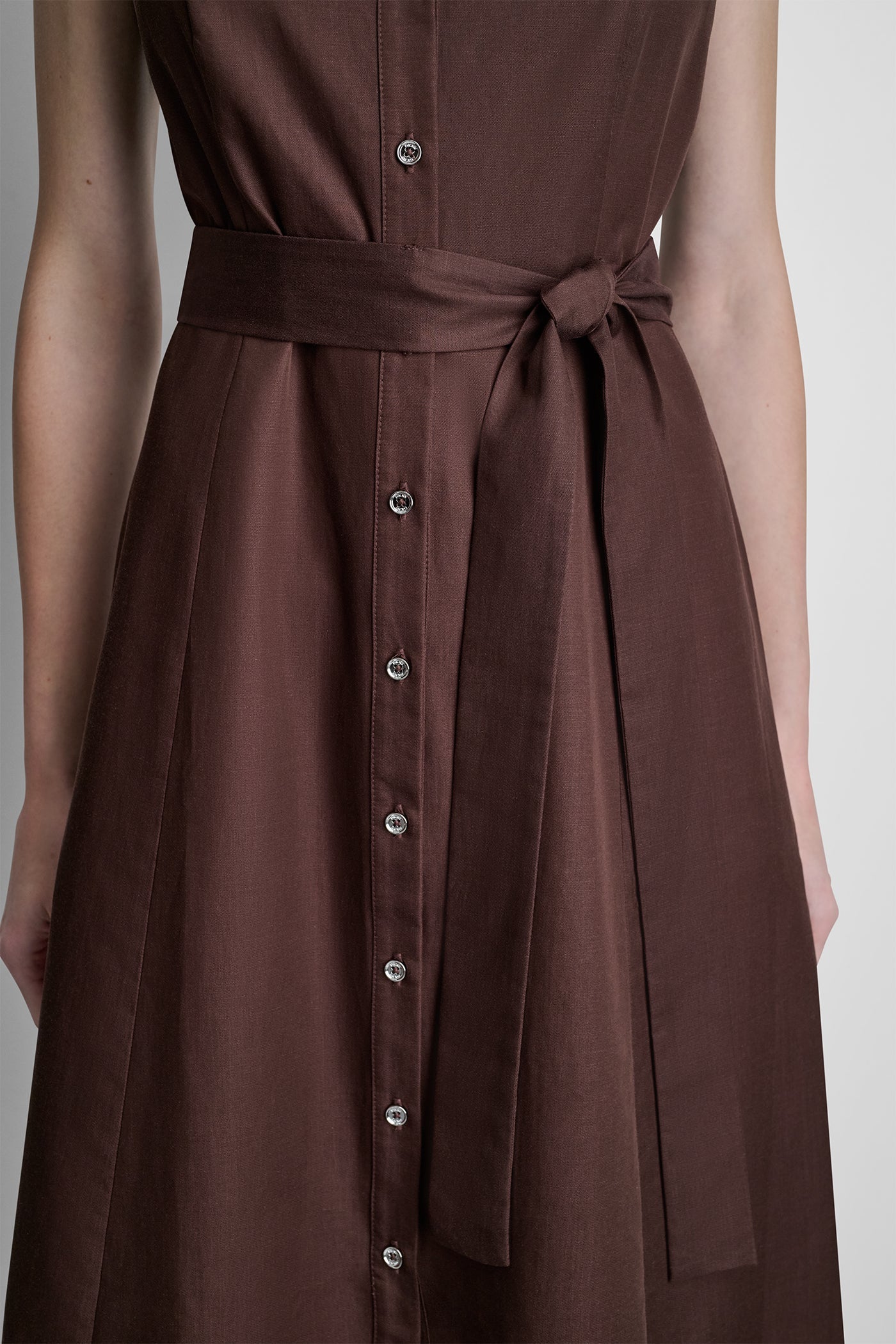 COTTON-BLEND SLEEVELESS MIDI FIT & FLARE DRESS