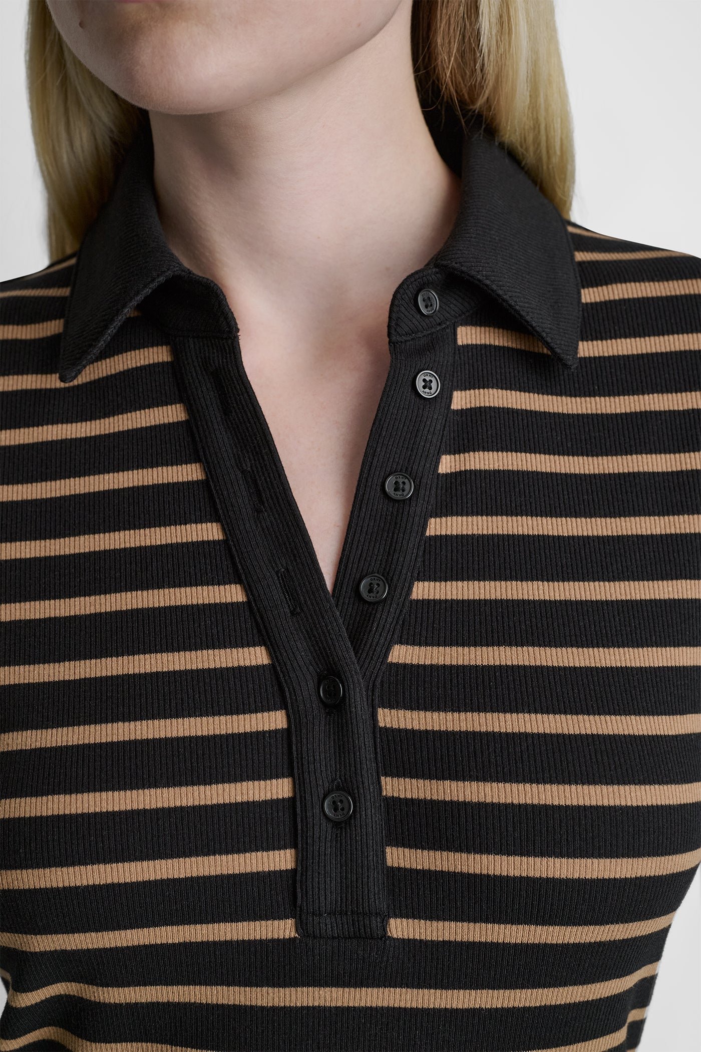 COTTON-BLEND SHORT SLEEVE STRIPE MINI POLO DRESS