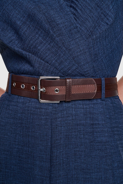 WRAP-EFFECT BELTED JUMPSUIT