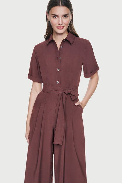 SHORT SLEEVE WIDE-LEG JUMPSUIT