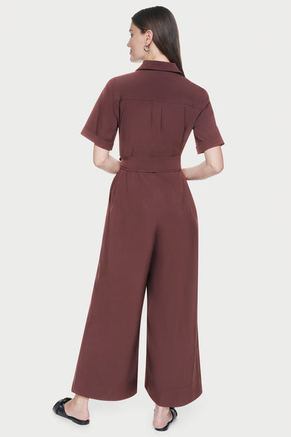 SHORT SLEEVE WIDE-LEG JUMPSUIT