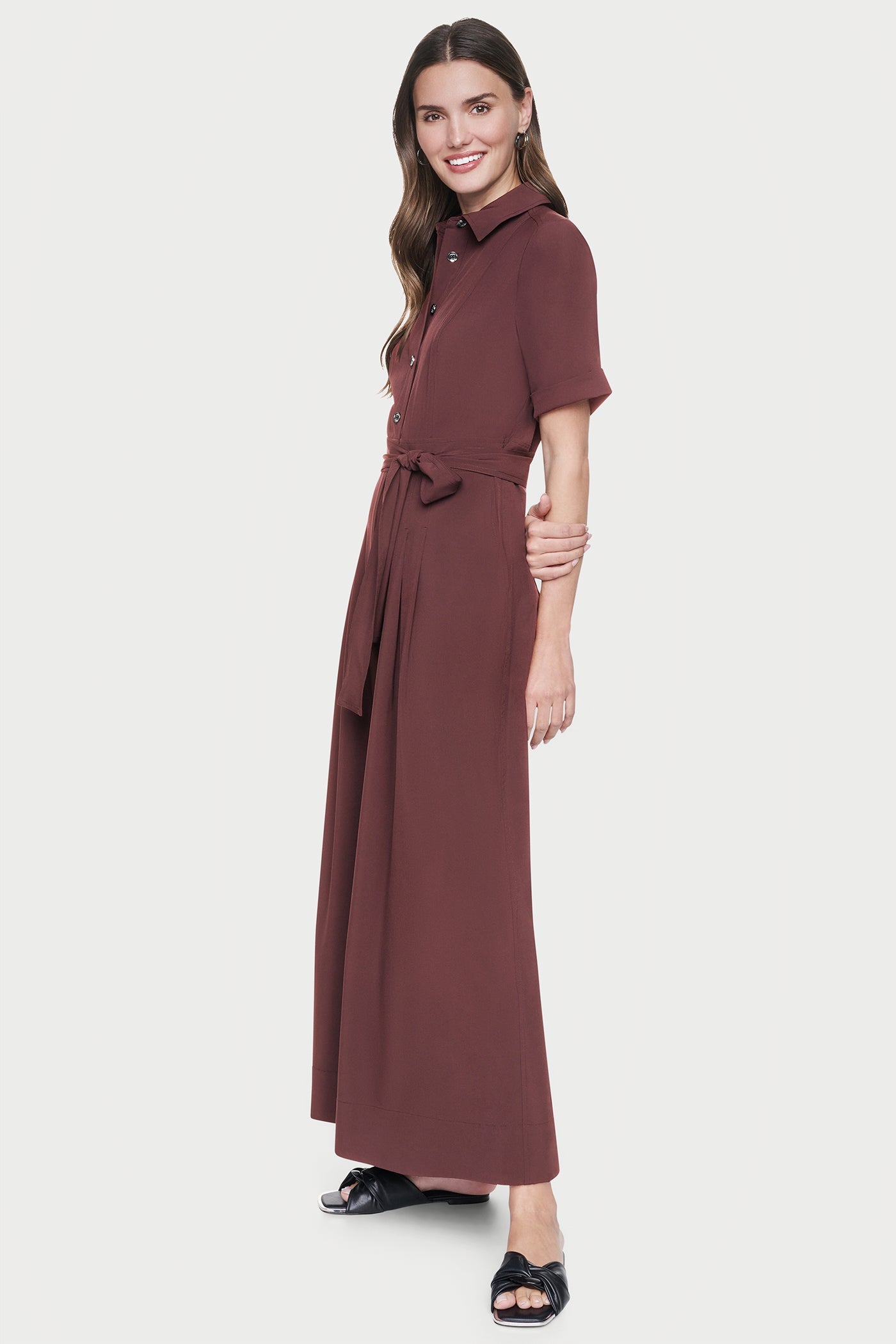SHORT SLEEVE WIDE-LEG JUMPSUIT