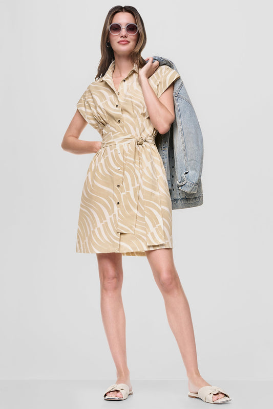 CAP SLEEVE MINI COMMUTER SHIRT DRESS