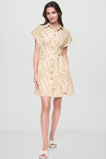 CAP SLEEVE MINI COMMUTER SHIRT DRESS