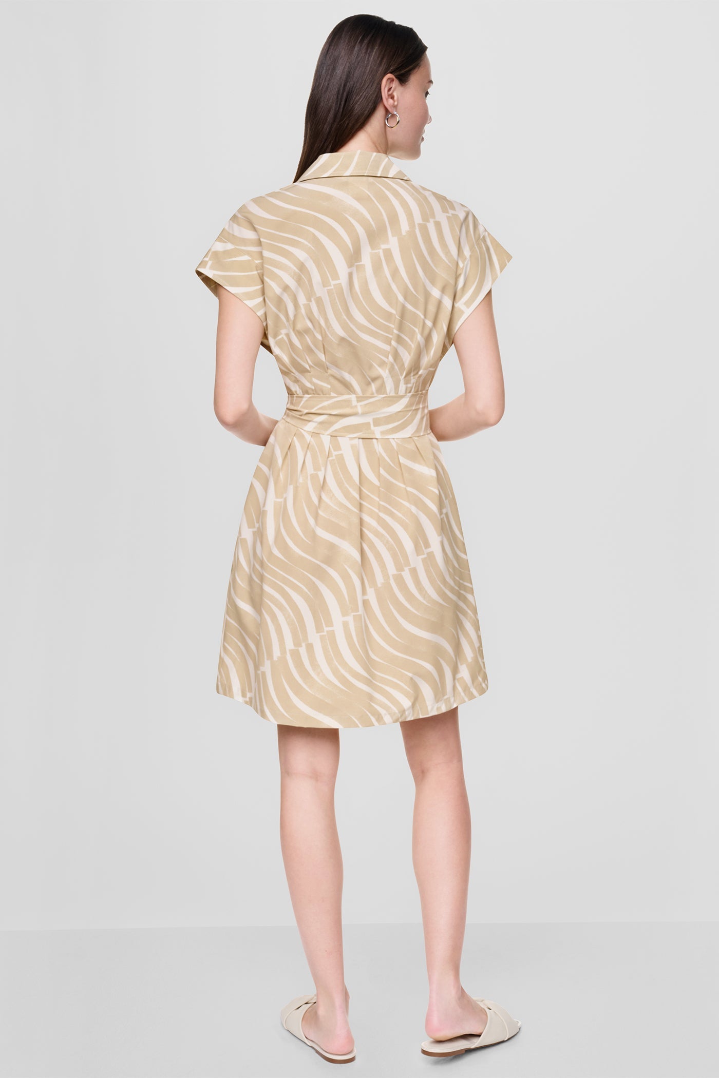 CAP SLEEVE MINI COMMUTER SHIRT DRESS