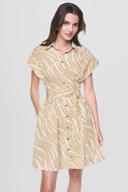 CAP SLEEVE MINI COMMUTER SHIRT DRESS