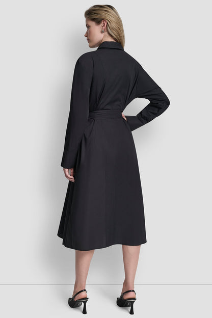 BUTTON DOWN MIDI SHIRT DRESS