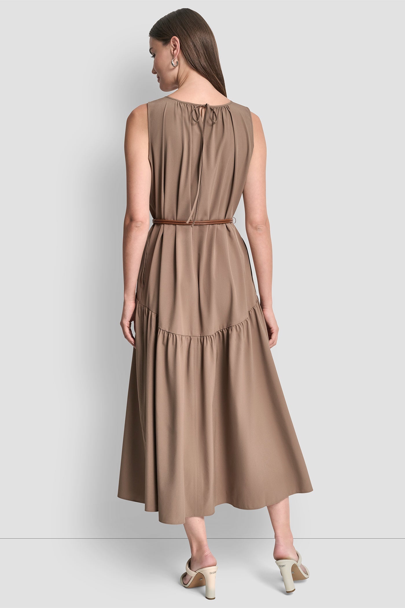 SLEEVELESS DROP-WAIST MIDI DRESS