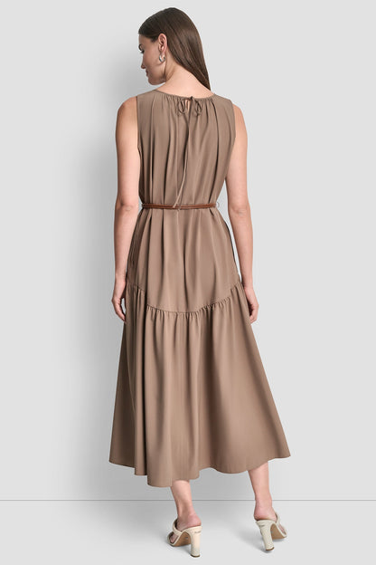SLEEVELESS DROP-WAIST MIDI DRESS