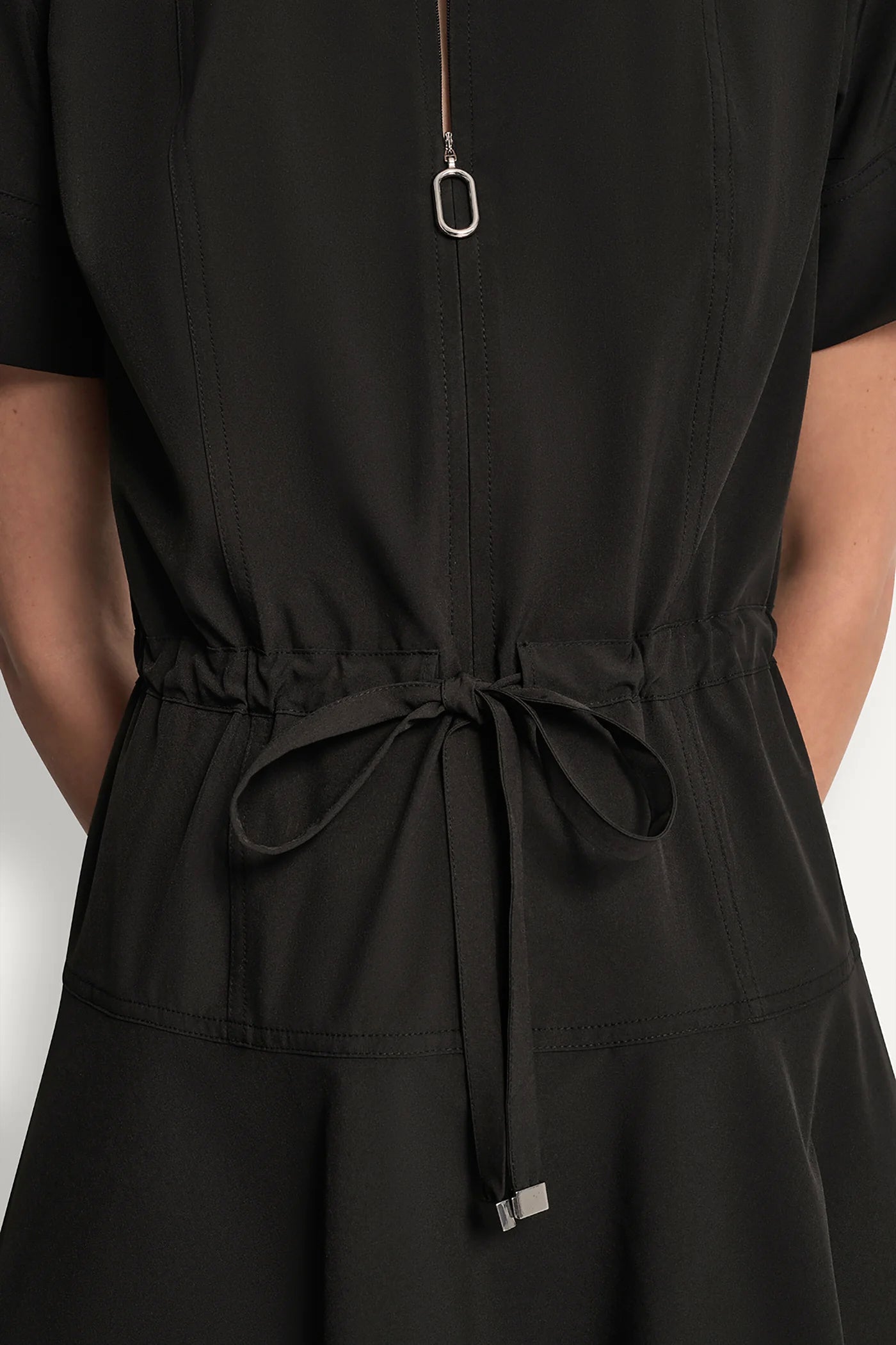 SHORT-SLEEVE FIT & FLARE MIDI SHIRT DRESS