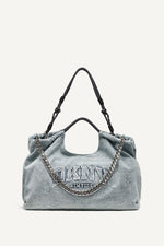 MABEL DENIM LARGE LOGO TOTE