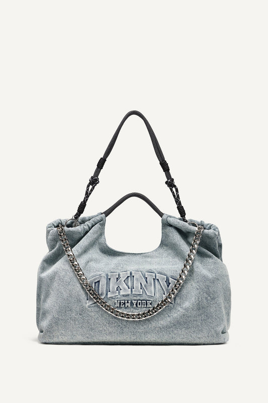 MABEL DENIM LARGE LOGO TOTE