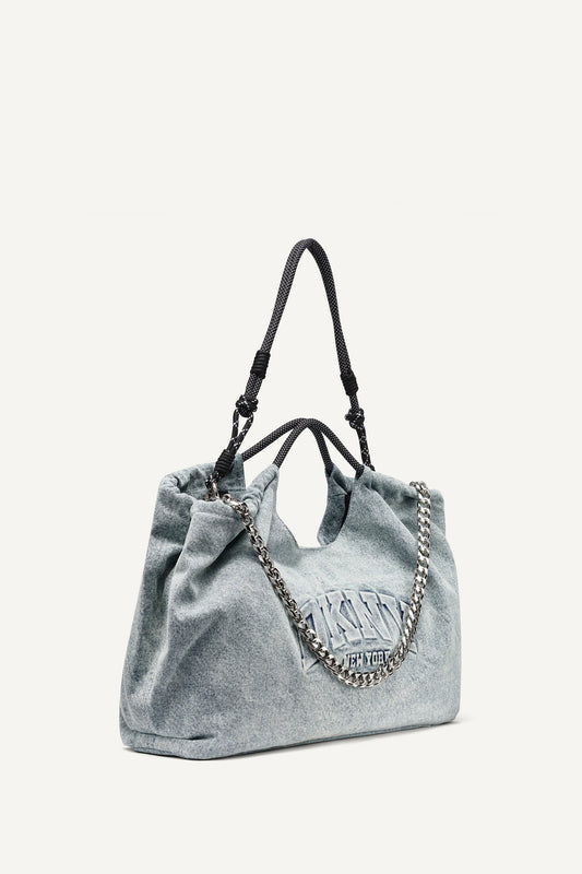 MABEL DENIM LARGE LOGO TOTE