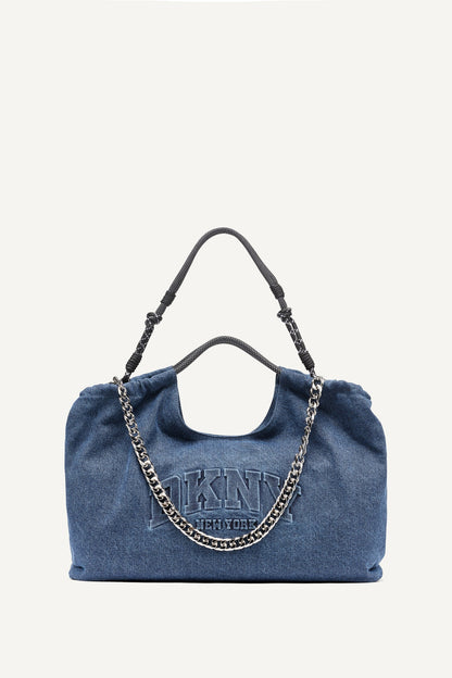 MABEL DENIM LARGE LOGO TOTE