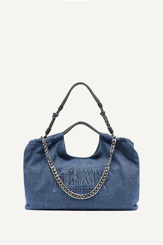 MABEL DENIM LARGE LOGO TOTE