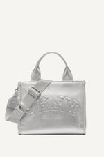 HADLEE SMALL METALLIC LOGO-EMBOSSED TOTE