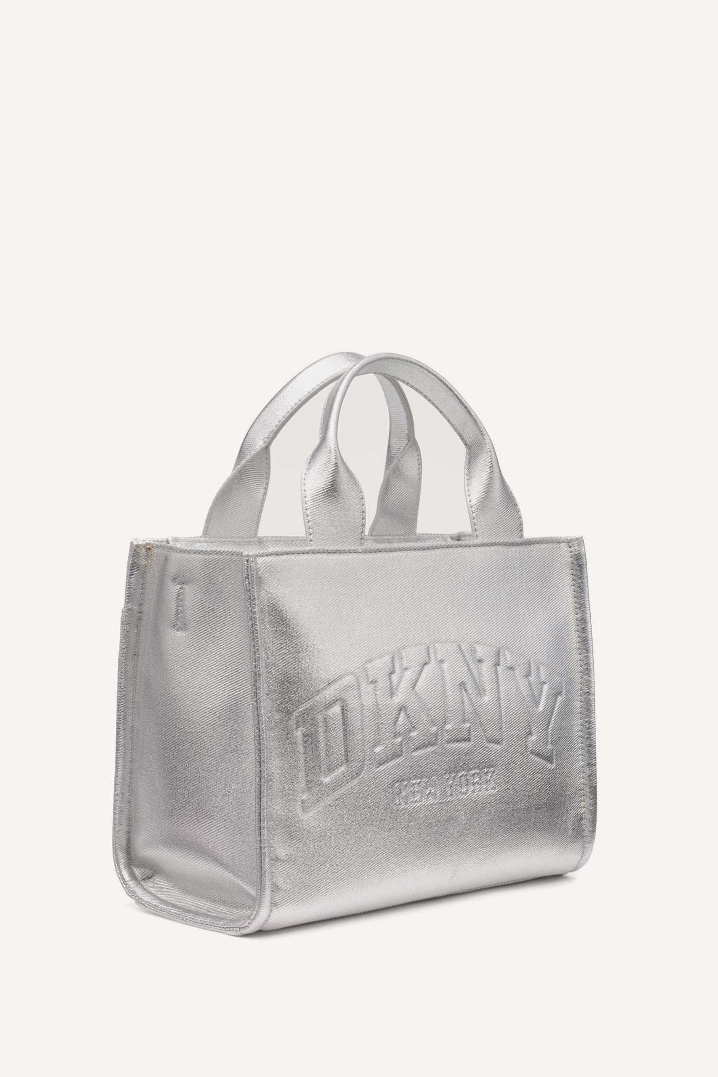 HADLEE SMALL METALLIC LOGO-EMBOSSED TOTE
