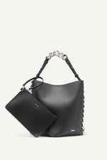 RIONA CHAIN-TRIMMED BUCKET BAG
