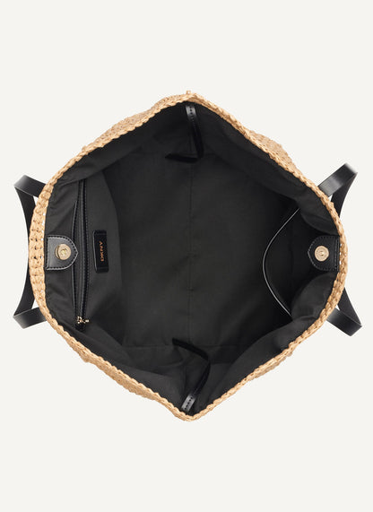 PALOMA CROCHET STRAW LOGO TOTE